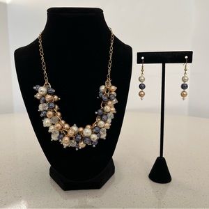 Beaded necklace and earring set